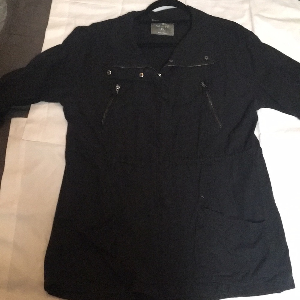 Black cargo style adjustable jacket